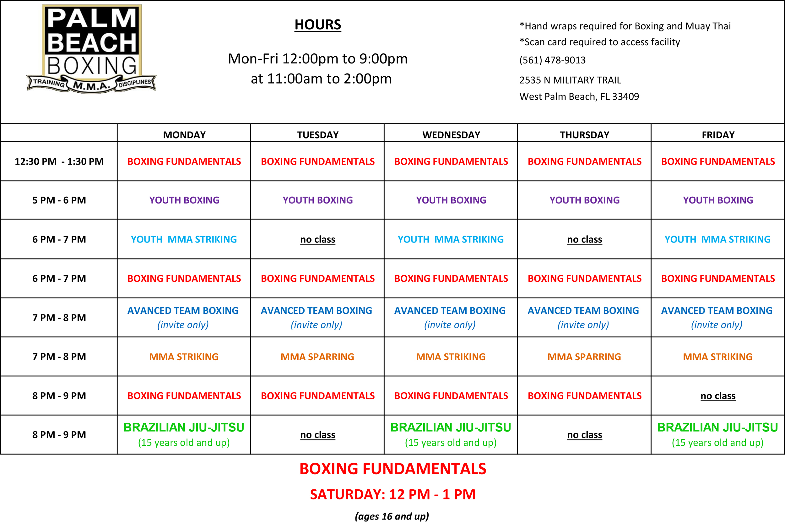 Palm Beach Boxing Class Schedule Palm Beach Boxing Class Schedule